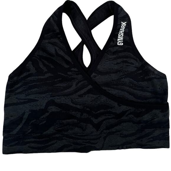 Gymshark Adapt Animal Seamless Sports Bra In Black & Gray Size XS - Picture 1 of 5
